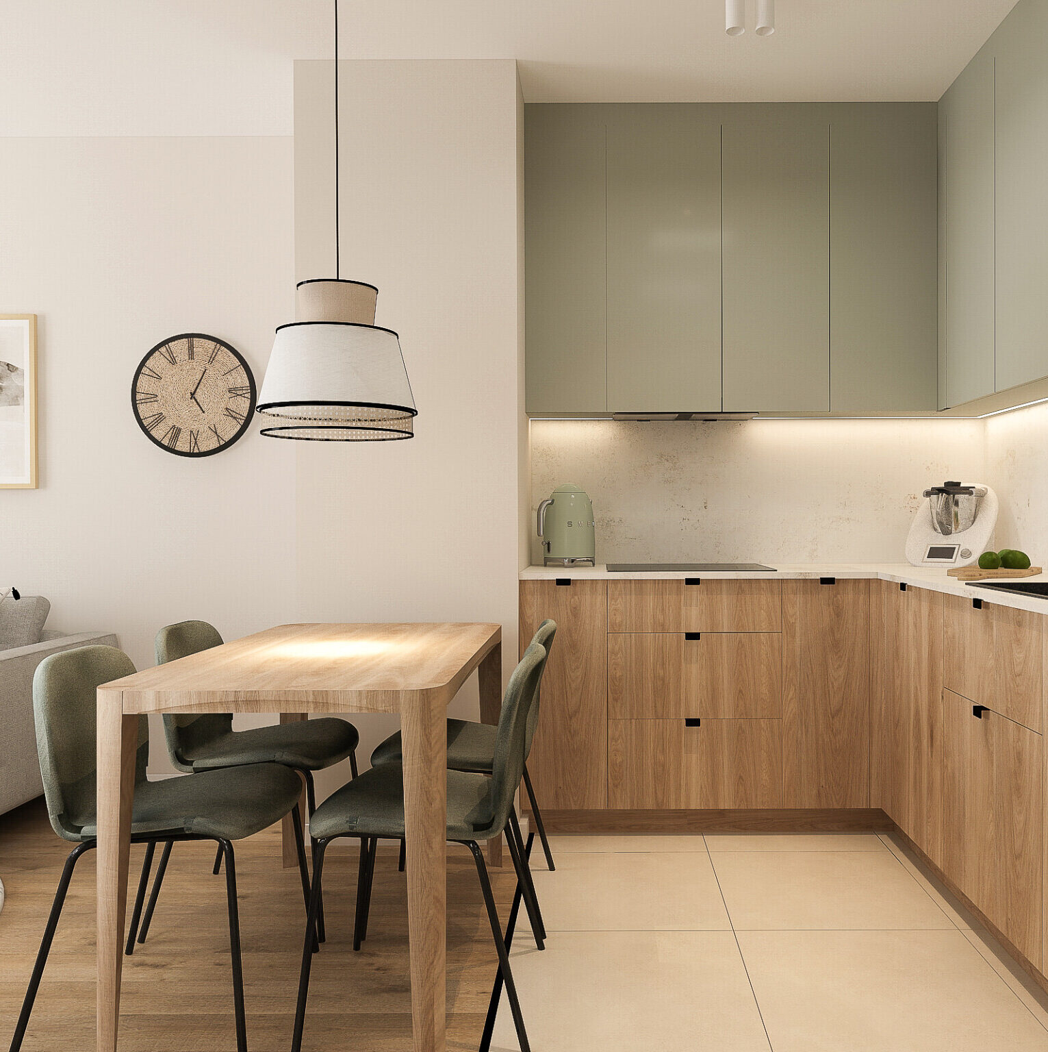 Projekt mieszkania w stylu modern boho w Łodzi